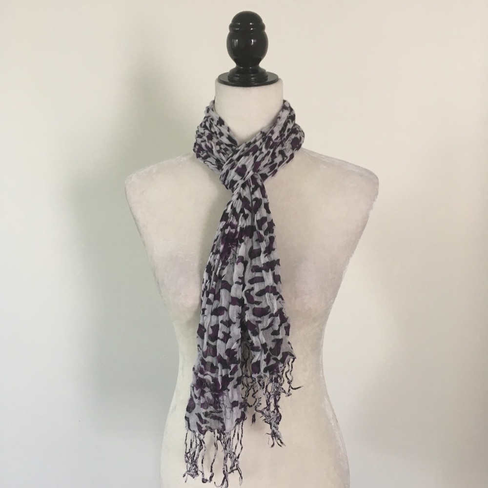 Purple & White Floral Scarf
